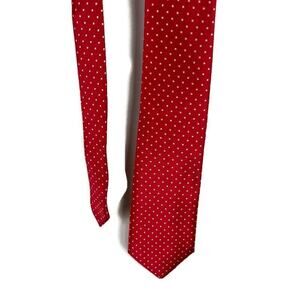 IZOD Crimson Red Polka Dot Neck Tie Classic Preppy Professional Office